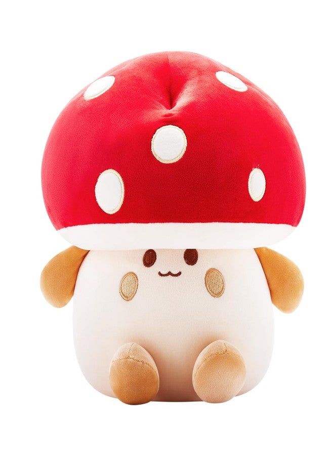 Nuokin Mushroom Plush Toys 12 inch Cute Stuffed Mushroom Pillow Stuffed Toy Birthday Present Home Decor Halloween for Kids (Small red) - Image 1